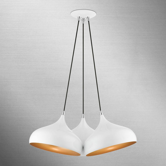 Livex Amador 3 Light Cluster Pendant, White/Chrome/Gold Inside - 41053-69