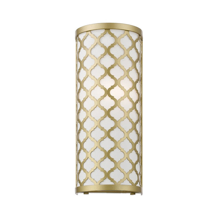 Livex Arabesque 1 Light ADA Single Sconce, Soft Gold/White/White Fabric