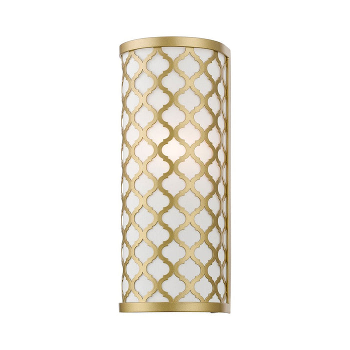 Livex Arabesque 1 Light ADA Single Sconce, Soft Gold/White/White Fabric