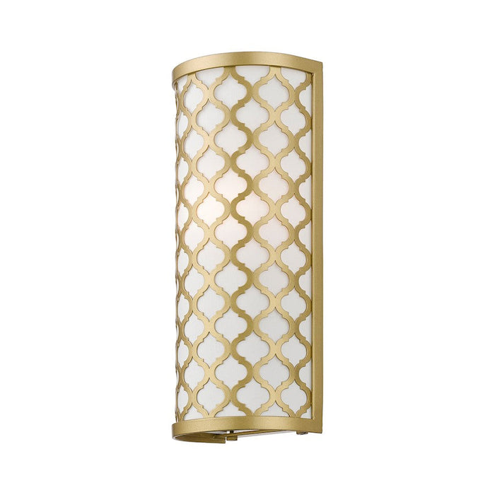 Livex Arabesque 1 Light ADA Single Sconce, Soft Gold/White/White Fabric