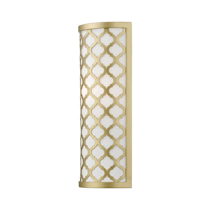 Livex Arabesque 1 Light ADA Single Sconce, Soft Gold/White/White Fabric