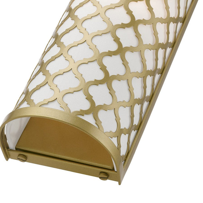 Livex Arabesque 1 Light ADA Single Sconce, Soft Gold/White/White Fabric