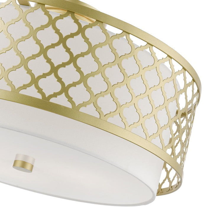 Livex Arabesque Semi-Flush, Gold/Off-White/White Fabric