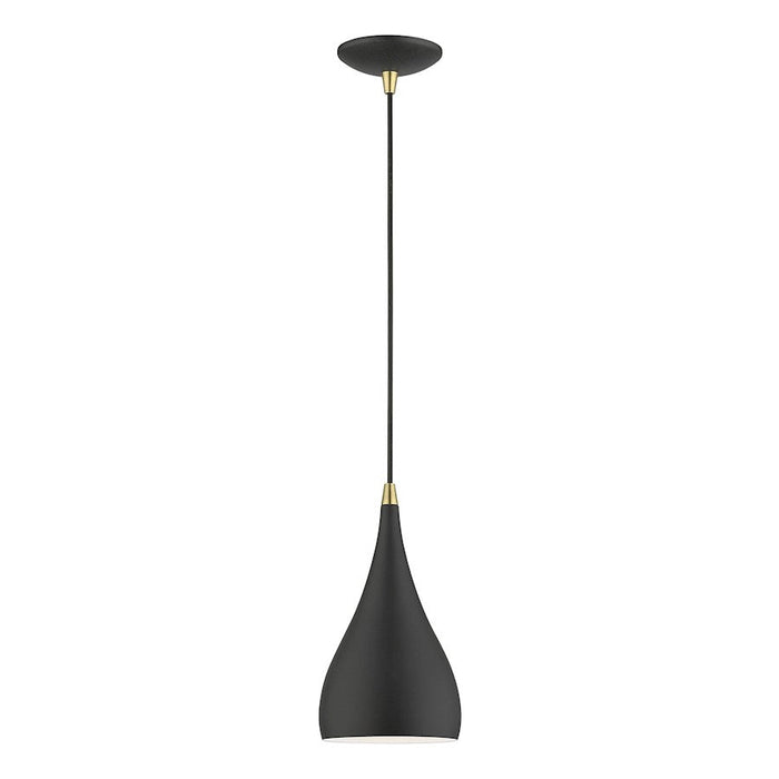 Livex Amador 1 Light Mini Pendant, Black/Brass/Black/White - 41171-14