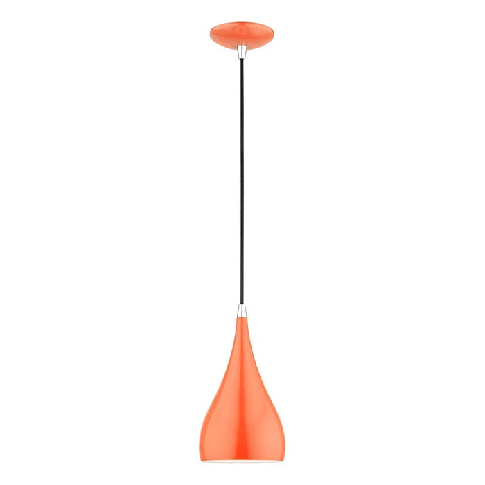 Livex Amador 1 Light Mini Pendant, Orange/Chrome/White - 41171-77