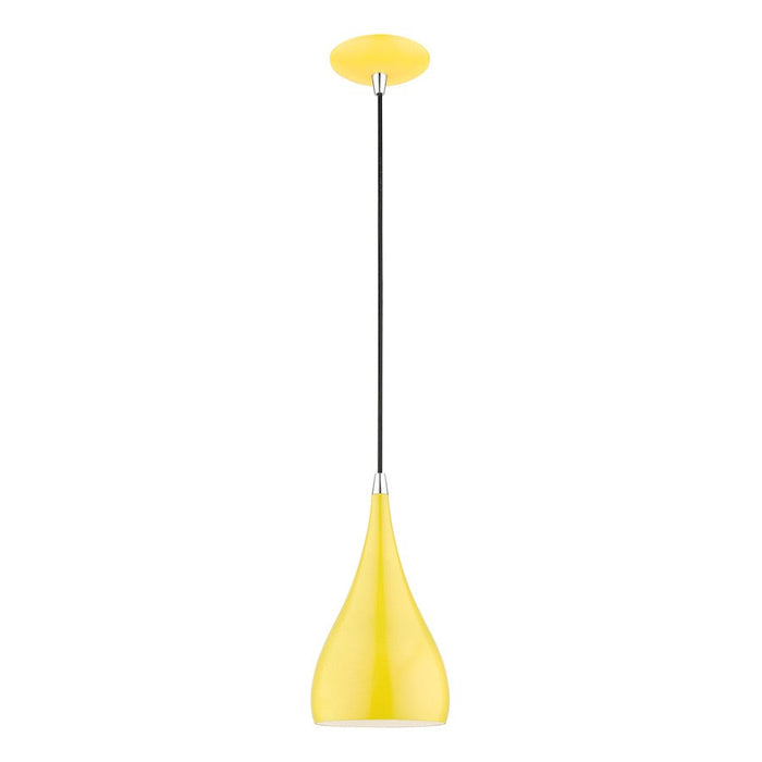 Livex Amador 1 Light Mini Pendant, Yellow/Chrome/White - 41171-82