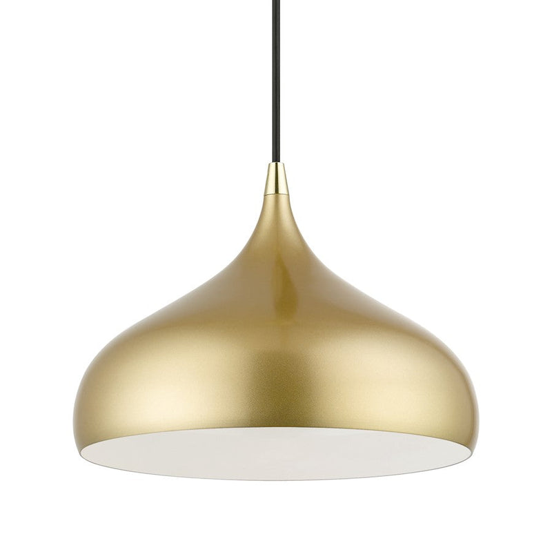 Livex Amador 1 Light Pendant, Soft Gold/Brass/Soft Gold/White