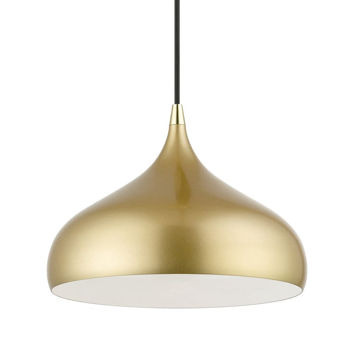 Livex Amador 1 Light Pendant, Soft Gold/Brass/Soft Gold/White