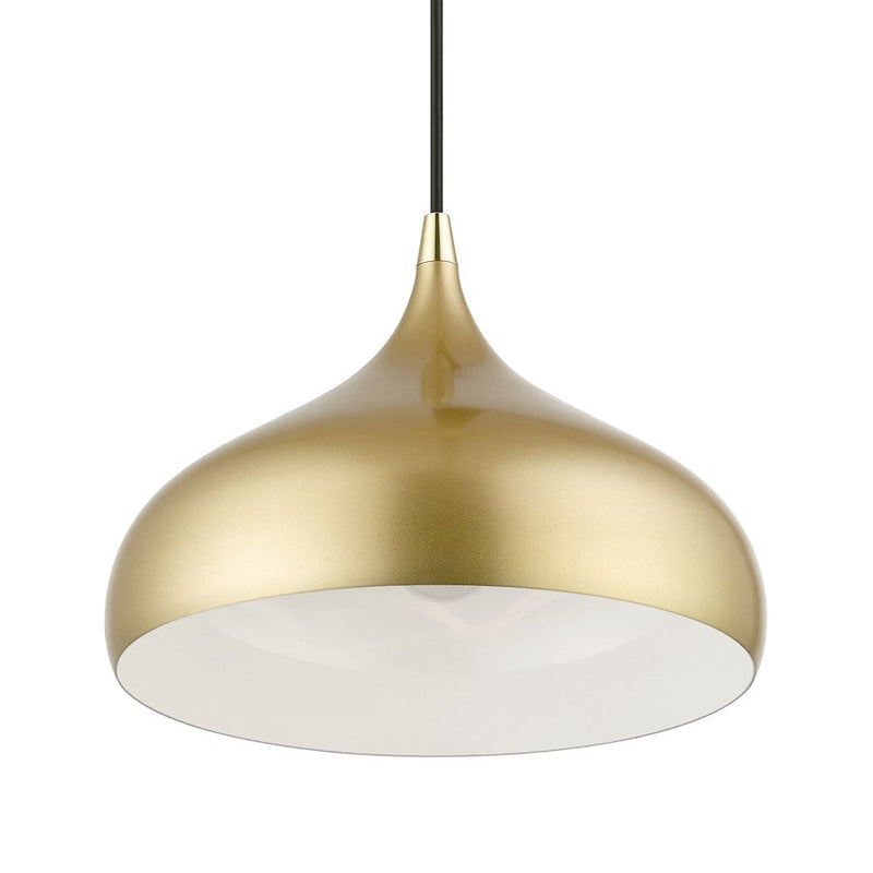 Livex Amador 1 Light Pendant, Soft Gold/Brass/Soft Gold/White