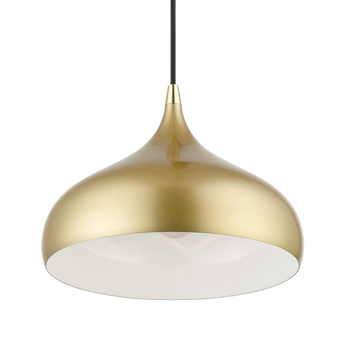 Livex Amador 1 Light Pendant, Soft Gold/Brass/Soft Gold/White