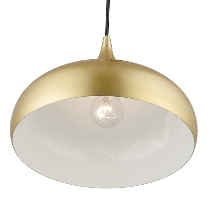 Livex Amador 1 Light Pendant, Soft Gold/Brass/Soft Gold/White