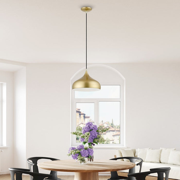 Livex Amador 1 Light Pendant, Soft Gold/Brass/Soft Gold/White