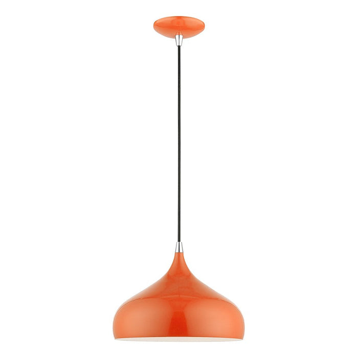 Livex Amador 1 Light Pendant, Orange/Chrome/Orange Aluminum/White - 41172-77