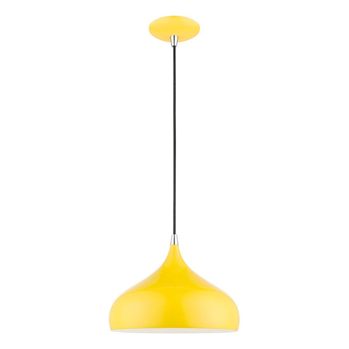 Livex Amador 1 Light Pendant, Yellow/Chrome/Yellow Aluminum/White - 41172-82