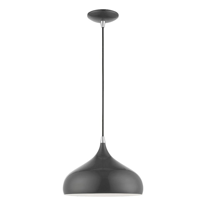 Livex Amador 1 Light Pendant, Gray/Chrome/Gray Aluminum/White - 41172-96