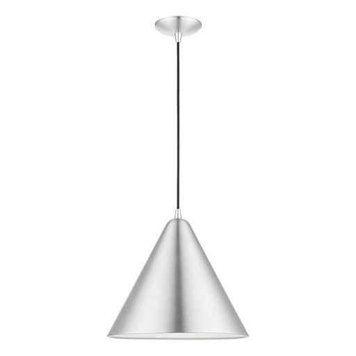 Livex Dulce 1 Light Pendant, Aluminum/Chrome/Aluminum Metal/White - 41176-66