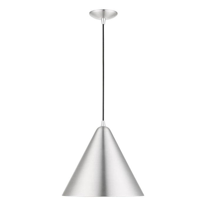 Livex Dulce 1 Light Pendant, Aluminum/Chrome/Aluminum Metal/White