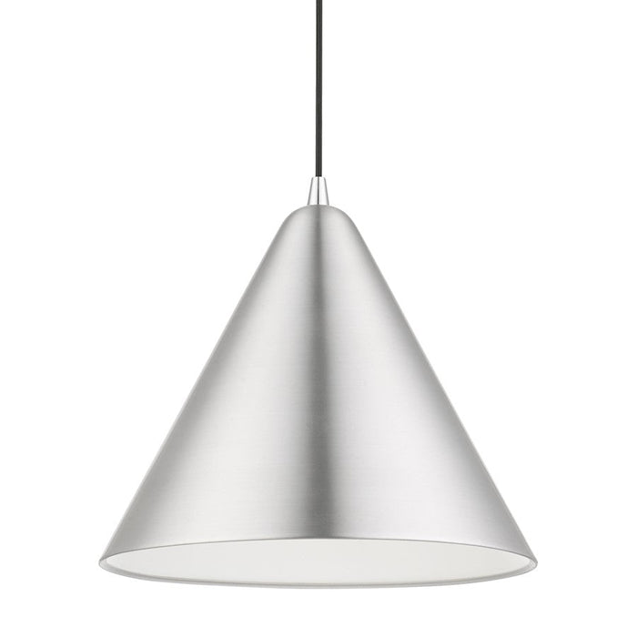 Livex Dulce 1 Light Pendant, Aluminum/Chrome/Aluminum Metal/White