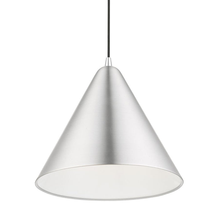 Livex Dulce 1 Light Pendant, Aluminum/Chrome/Aluminum Metal/White