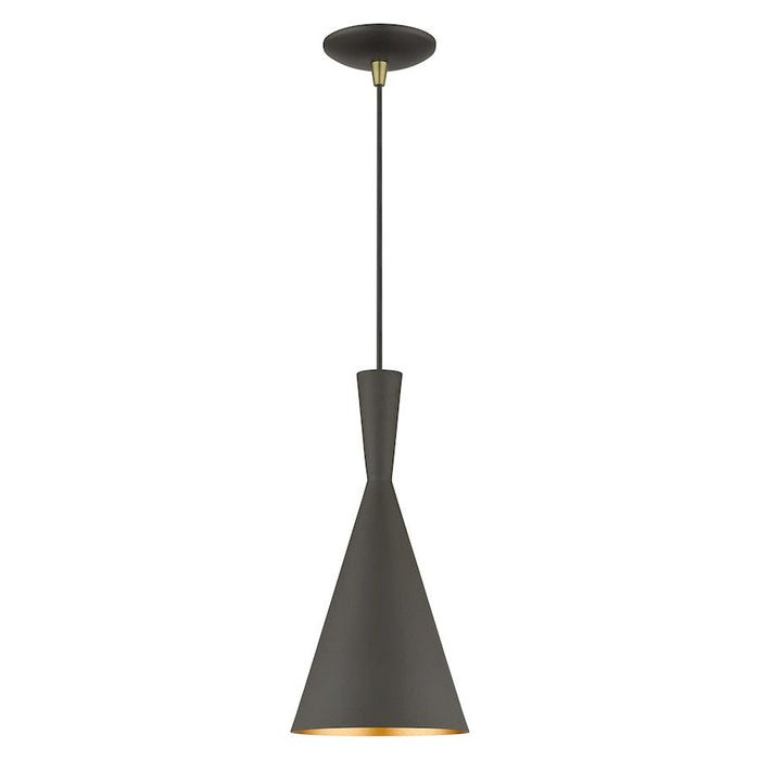 Livex Waldorf 1 Light Double Cone Pendant, BZ/Brass/BZ Aluminum/Gold - 41185-07