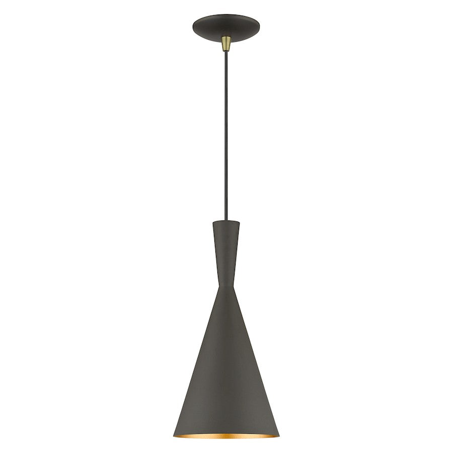 Livex Waldorf 1 Light Double Cone Pendant, BZ/Brass/BZ Aluminum/Gold - 41185-07