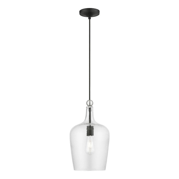 Livex Avery 1 Light Single Pendant, Black/Nickel Accent/Clear Water - 41237-04