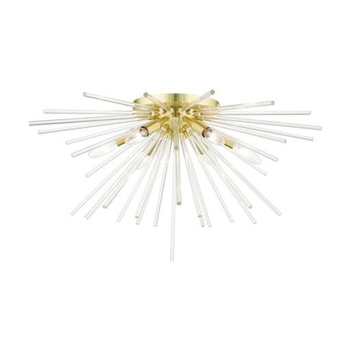 Livex Utopia 6 Light Flush Mount, Satin Brass - 41251-12