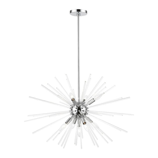 Livex Utopia 9 Light Large Pendant Chandelier, Chrome/Clear Rods - 41255-05