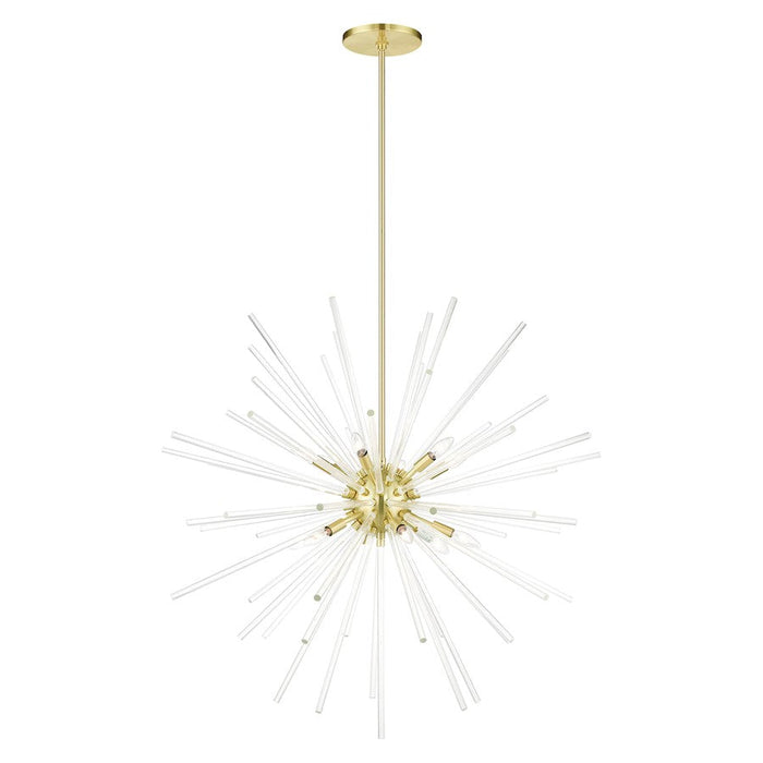 Livex Utopia 12 Light Foyer Pendant Chandelier, Satin Brass - 41259-12