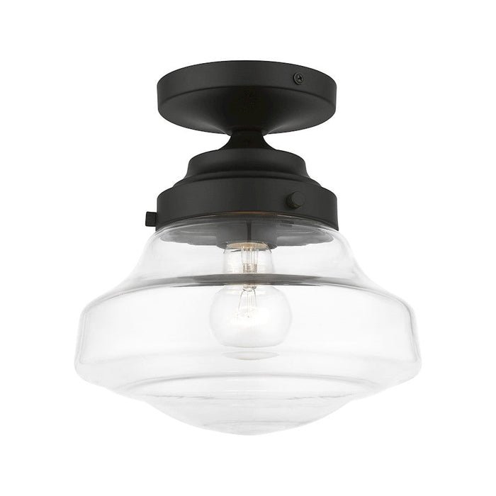 Livex Avondale 1 Light Semi-Flush, Black/Clear - 41291-04