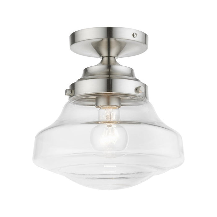 Livex Avondale 1 Light Semi-Flush, Brushed Nickel/Clear - 41291-91