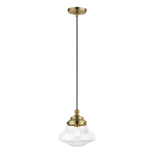 Livex Avondale 1 Light Mini Pendant, Antique Brass/Clear - 41293-01