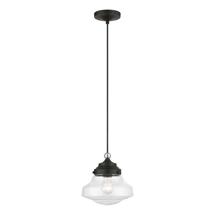 Livex Avondale 1 Light Mini Pendant, BK/Brushed NK Accent - 41293-04