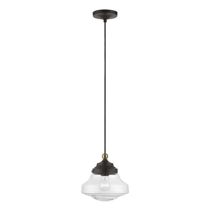 Livex Avondale 1 Light Mini Pendant, BZ/Antique BS Accent - 41293-07