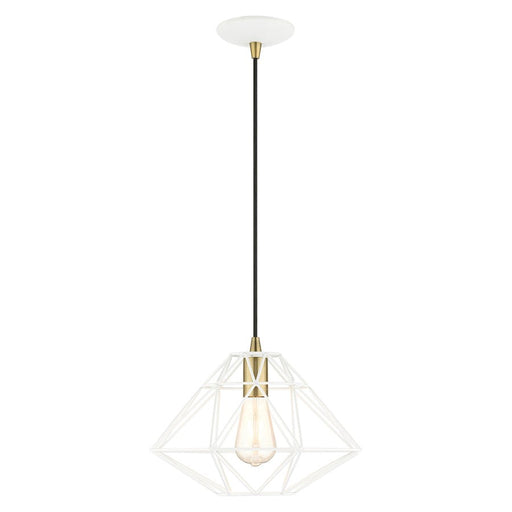 Livex Geometric 1 Light Pendant, White - 41323-03