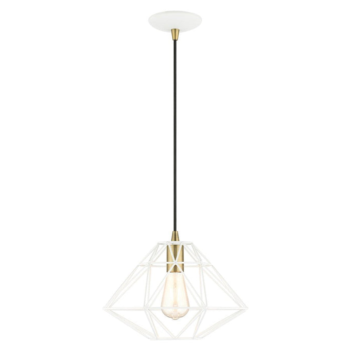 Livex Geometric 1 Light Pendant, White - 41323-03