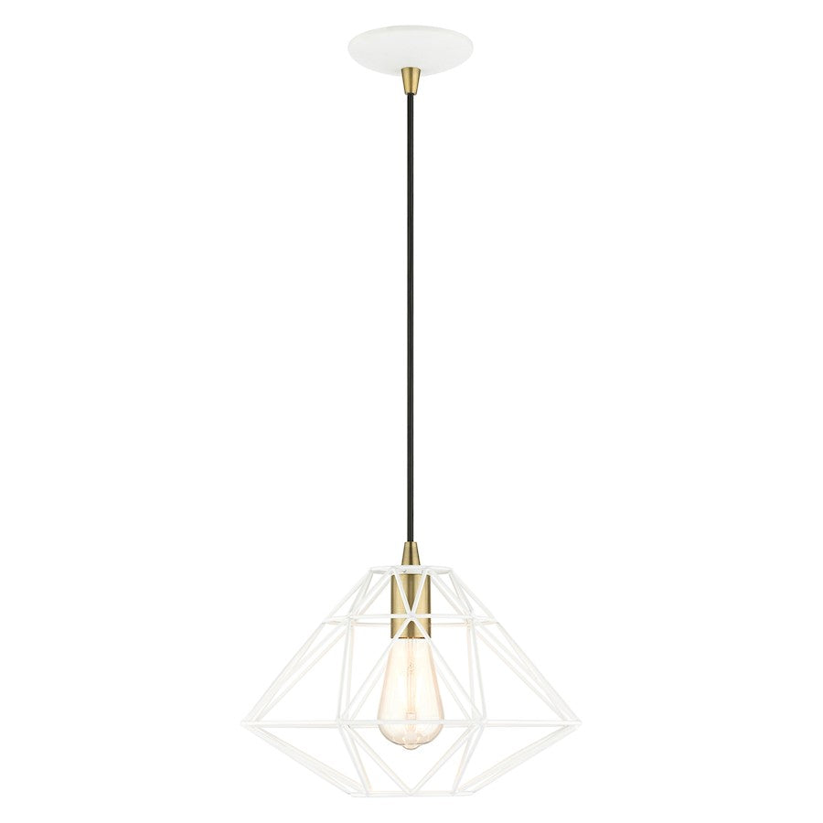 Livex Geometric 1 Light Pendant, White - 41323-03