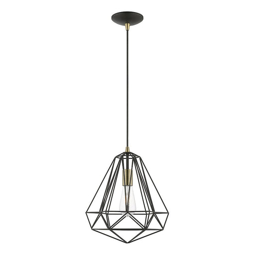 Livex Knox 1 Light Pendant, Textured Black/Chrome/Hand Welded Black - 41324-14