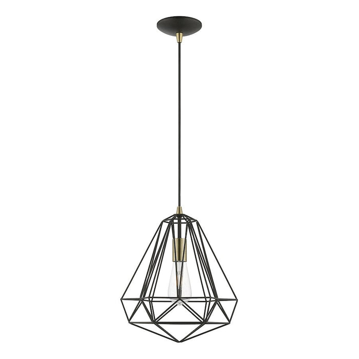 Livex Knox 1 Light Pendant, Textured Black/Chrome/Hand Welded Black - 41324-14