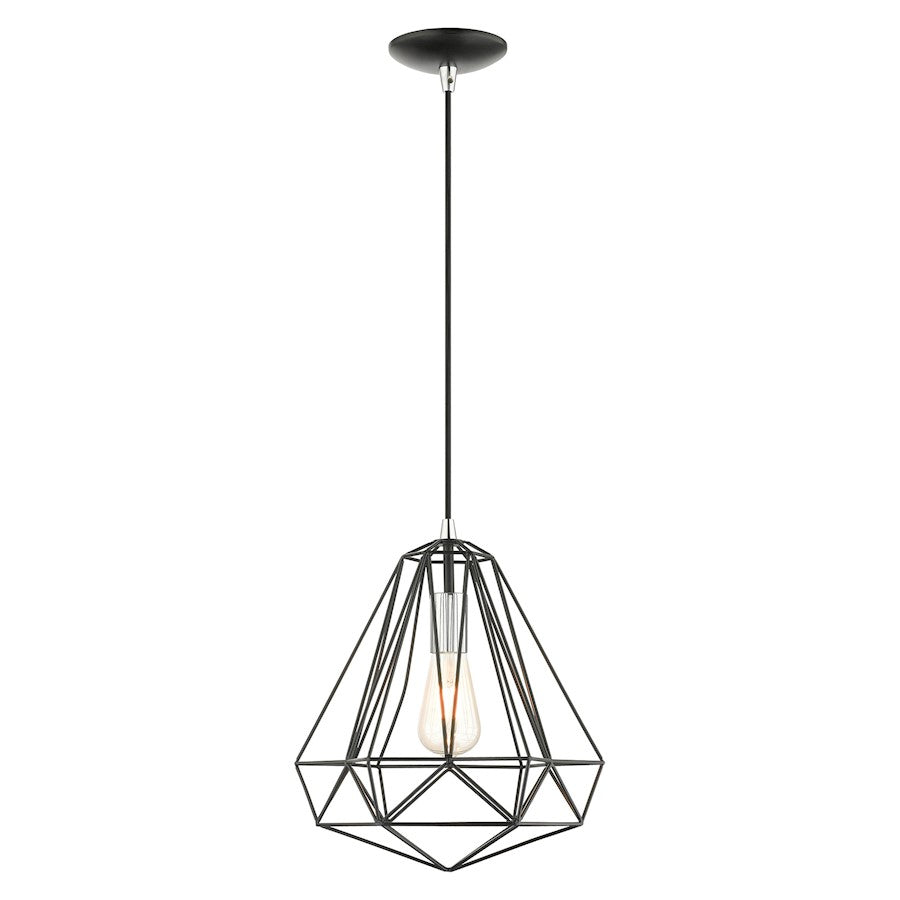 Livex Geometric 1 Light Pendant, Shiny Black - 41324-68