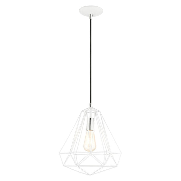 Livex Geometric 1 Light Pendant, Shiny White - 41324-69