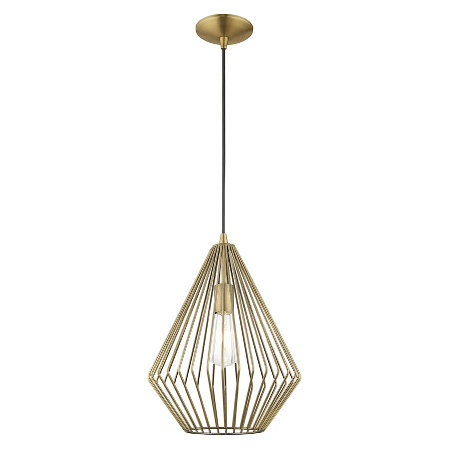 Livex Lighting Geometric Shade 1 Light Mini Pendant, Antique