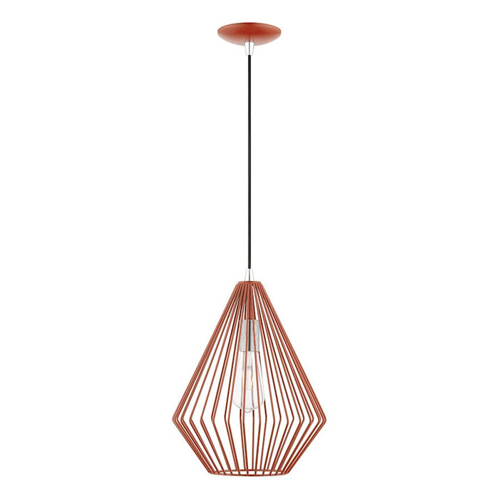 Livex Linz 1 Light Pendant, Red/Polished Chrome/Red Metal - 41325-72