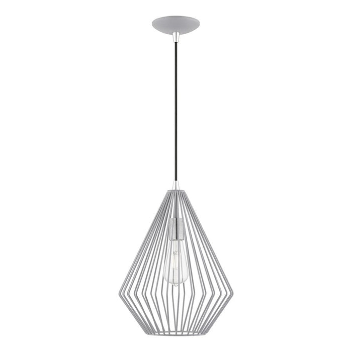 Livex Linz 1 Light Pendant, Nordic Gray/Chrome/Gray Metal - 41325-80