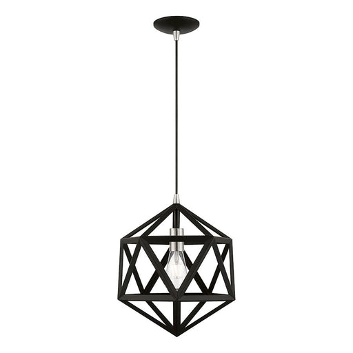 Livex Ashland 1 Light Pendant, Black/Brushed Nickel/Black Metal - 41328-04