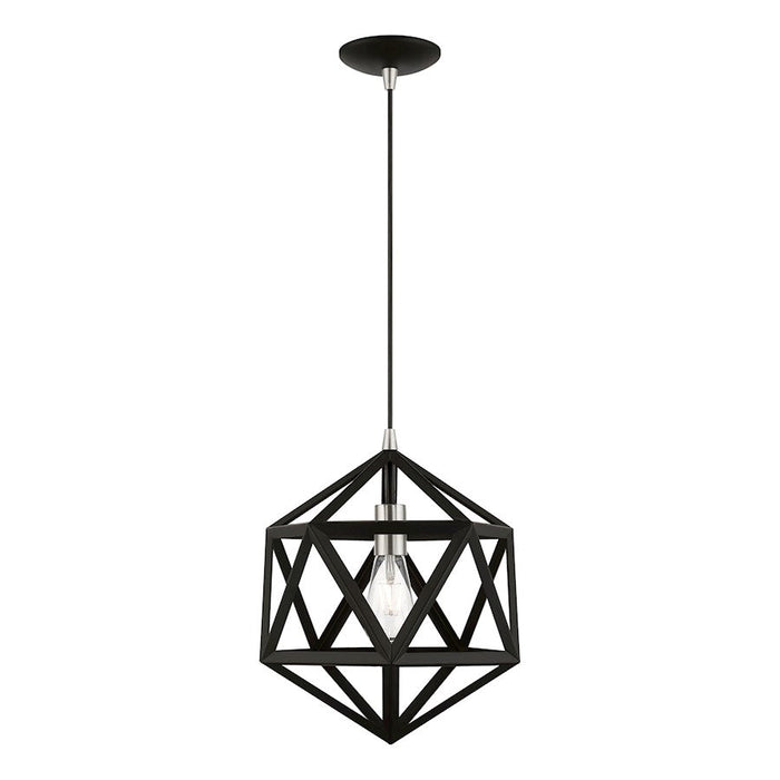 Livex Ashland 1 Light Pendant, Black/Brushed Nickel/Black Metal - 41328-04