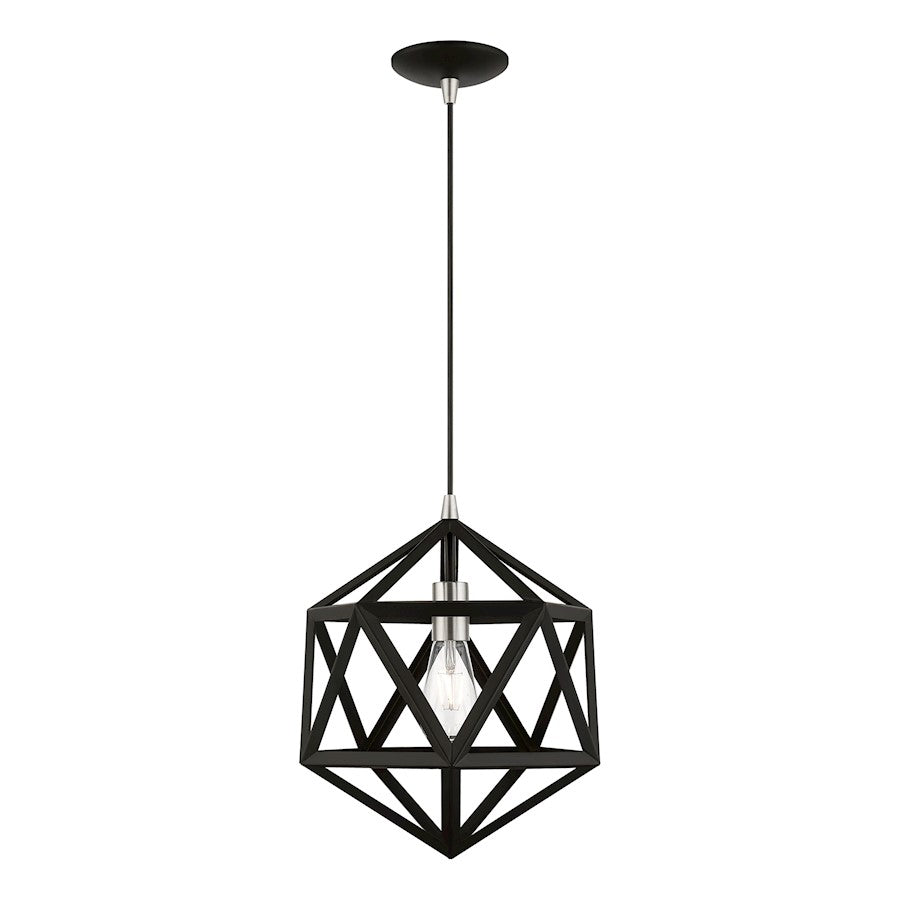 Livex Ashland 1 Light Pendant, Black/Brushed Nickel/Black Metal - 41328-04