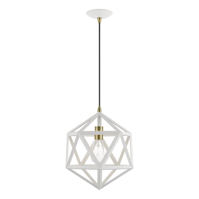 Livex Ashland 1 Light Pendant, White/Brass/White Metal - 41328-13