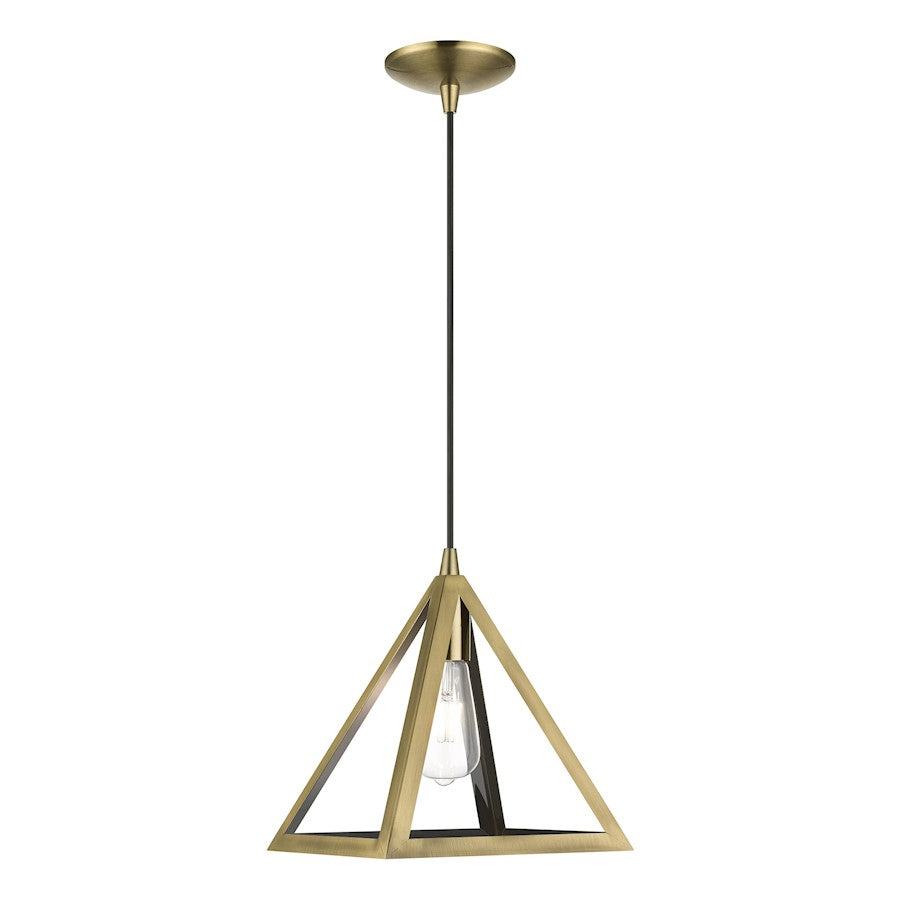 Livex Pinnacle 1 Light Pendant, Antique Brass/Antique Brass Metal - 41329-01