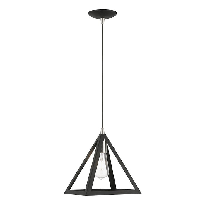 Livex Pinnacle 1 Light Pendant, Black/Brushed Nickel/Black Metal - 41329-04